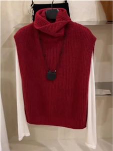 Korean Style High-End Knitted Red Vest Womens Autumn Winter Bear Fur Outerwear Sweater Vest Fashion Commute Slim Fit Long Sleeve