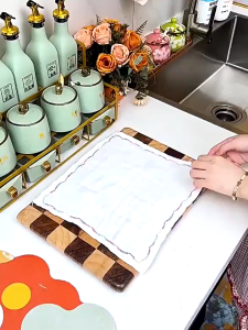 DiyHomeIpoh 厨房洗碗布不掉毛吸水彩虹疏油抹布家用易清洁清洗专用 Kitchen dishwashing cloth lint-free water-absorbent rainbow household easy-to-clean