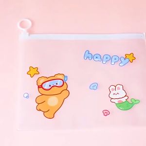 Pouch Zip Lock Kosmetik Transparan Motif Hewan Tas Kosmetik Karakter Dino Bear Cow ZipLock Plastik Zipper Lock Alat Tulis U26