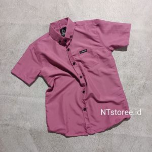 Kemeja baju anak laki laki umur 6 sampai 13 tahun warna dusty hem polos katun slimfit