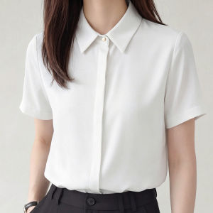 YAOMUHUA | Simple Luxe Blue Women Short Sleeve Shirt
