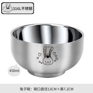 Unzy316l Stainless Steel Bowl Kids Food Grade Oven Mitts Drop Primary School Student Soup Bowl For Home Baby Food Supplement Eating Bowl