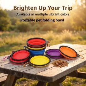 Portable TPE Foldable Pet Bowl All Breeds Dog Cat Feeding Dish Outdoor Travel Camping Daily Pet Accessories with Buckle