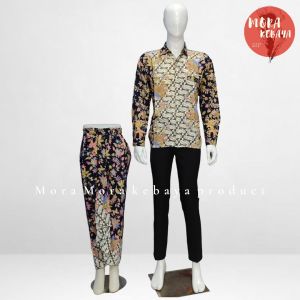 couple kemeja batik rok lilit instan tingal pakai