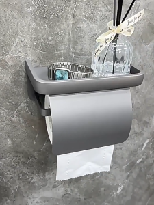 Aluminum Roll Holder Towel Cell Phone Storage Shelf Bathroom Tissue Box Wall Mount Bathroom Accessories