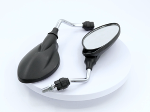 1PAIR MOTORCYCLE REAR VIEW MIRROR HONDA / YAMAHA SIDE MIRROR CLEAR LENS 10MM BLACK STEM NON-GRADED REAR VIEW MIRROR
