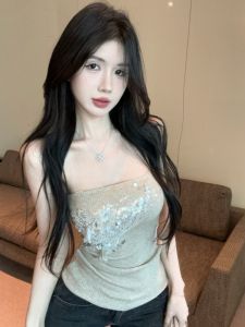 GUZILIAN | Áo ba lỗ dệt kim gợi cảm hở lưng cho nữ mùa hè Áo lót bó sát Áo khoác ngoài thời trang phong cách Hàn Quốc GZL10205078