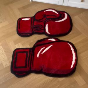 Red Boxing Gloves Tufted Rugs Soft Fluffy Tufted Irregular Printed Tiger Rug Room Decor Floor Mat Absorbent Non-slip Bathroom