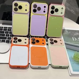 EOENKK | Matte Magnetic AG Color Block Phone Case For Magsafe For iPhone 18 17 16 15 14 13 12 Pro Max Shockproof Glass Camera Cover Funda