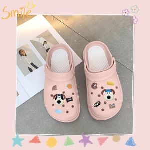 QJshop สินค้าใหม่ รองเท้าแตะแฟชั่นคุณผู้หญิง ทรงหัวโต มีรัดส้น วัสดุยางนิ่มน้ำหนักเบา โทนสีแบบพาสเทลอ่อนๆน่ารักใส่ง่าย แถมฟรีตัวติดลายน้องหมาสุดน่ารักสั่งเลย