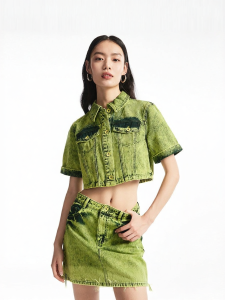 Vero Moda | Áo Blouse Tay Ngắn Cổ Trụ Cotton Sạch Mới Thu