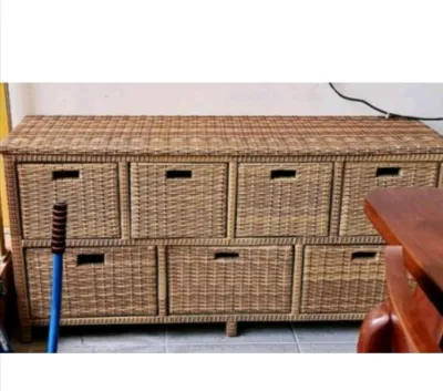 Redy Stok Lemari Laci Rotan Sintetis 7.Samping Meja Tv Rak Laci Serbaguna