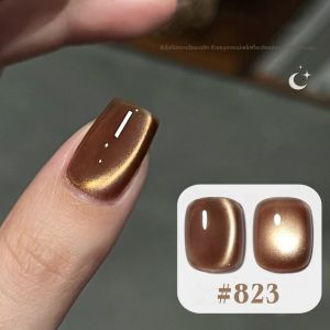 ยาทาเล็บเจล MEC 1-6 ชิ้น แฟชั่นล้ำสมัย สไตล์ชิค ฤดูใบไม้ร่วง ลายดวงจันทร์ ลายตาแมว 2025 สีช็อกโกแลตอำพัน พร้อมลูกปัดแก้ว อุปกรณ์ทำเล็บ