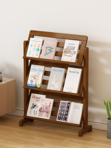 Multi-Layer Book Display Stand Wall-Mounted Floor Bookshelf Newspaper Rack Magazine Storage Shelf Modern Simple Bamboo Craft