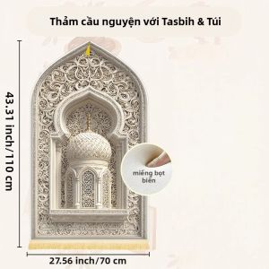 Thảm Cầu Nguyện Hồi Giáo VIKAMA Dành Cho Nam Và Nữ Chống Trơn Trượt Chống Thấm Nước Không Phai Màu Giặt Máy Được Chất Liệu Polyester Dùng Hàng Ngày Và Trong Tháng Ramadan