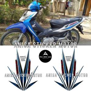 STIKER STRIPING LIS LES BODY HONDA REVO 2007 PUTIH BIRU