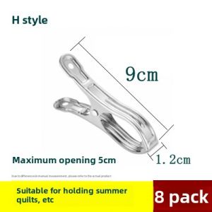 20 PCs Outdoor Windproof Clip Fixed Large Cotton Quilt Stainless Steel Extra Large Flat Mouth Does Not Hurt Hands Clothes Drying Clothespins