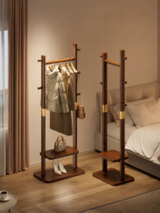ZHUSHANXIA | Compact Wooden Standing Coat Rack