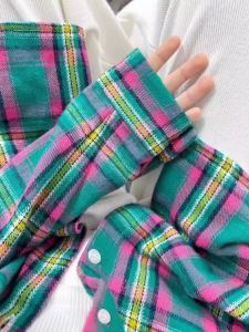 เสื้อเชิ้ตคอโปโลแขนยาวทรงหลวมสไตล์ลำลองสำหรับผู้หญิง Pure Cotton Plaid Dopaamine เสื้อเชิ้ตผู้หญิงฤดูใบไม้ร่วง