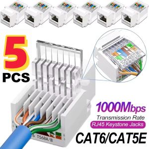 5Pcs CAT6 RJ45 Keystone Jack No Punch-Down Tool Required Module Coupler For Internet Jack Ethernet Connector