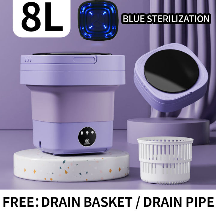 6L/8L/15L portable washing machine for underwear intelligent timed blue  light automatic sterilization and dehydration mini washing machine Lazada  PH