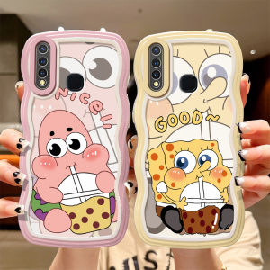 Cute Personality Soft Silicone Sponge Bob Phone Case for Vivo Y5s Anti-Fall Protection Korean Cartoon Wave Pattern Design
