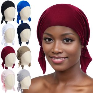 New Muslim Bamboo Pre-Tied Headscarf Turban Women India Head Wrap Hats Head Cover Cancer Bandanas Hair Accessories Headwear