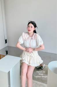 🔆Sunny🔆เสื้อเชิ้ตคอบัวสีพื้น/ลายดอก🌸มีหลายแบบ!! เสื้อปกระบายแขนตุ๊กตา