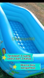 OLLYKIDS Kolam Renang 4 Ring Merk Playground Ukuran 180x125x75cm Dengan Dasar Gelembung Bahan Karet