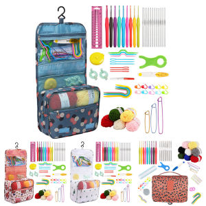[Chinatera Malll]Crochet Hooks Kit with Case Crochet Needles Weave Yarn Kit Ergonomic Handle Hand Knitting Art Tools for Adults & Kids
