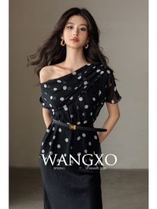 WANGXO | Áo Chiffon Nhẹ Có Chấm Dots
