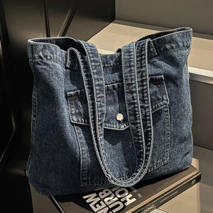 Artistic Tote Bag 2025 New Style Large Capacity Denim Handbag Single Shoulder Bag for Class Casual Leisure Bucket Bag Shape