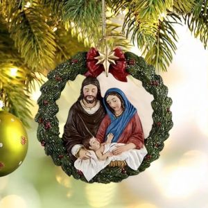 Christmas Tree Pendant Decoration 3D Hollow Circle Nativity Christmas Pendant Acrylic Indoor Christmas Party Scene Decoration