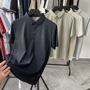 Seamless Glue Process High End Quality Mens Short Sleeve Polo Shirt Summer Fashion Urban Style Far Infrared Negative Ion T-Shirt