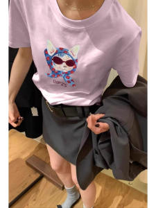 New 2025 Womens Slim Fit Short Sleeve round Neck Cotton T-Shirt Solid Color Shoulder Width Regular Summer Casual Style Top