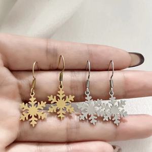 Vintage Mạ Vàng Bông Tuyết Giáng Sinh Thả Bông Tai Thép Không Gỉ Tòn Ten Thời Trang Món Quà Trang Sức Cho Nữ/Nam/Bé Gái