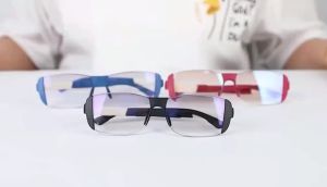 Frameless Anti Blue Light Reading Glasses For Women Men Anti-fatigue Rimless Protect Eyeglasses With Grade