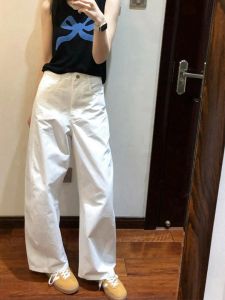 High Waist Slimming Loose Drapey White Wide Leg Casual Versatile Summer New Womens Self-Recommended Korean Style Pants