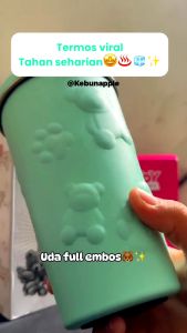 BOTOL MINUM TUMBLER KARAKTER BEAR STAINLESS 304 / TERMOS VACUUM INSULATED CUP 600ML FREE SEDOTAN
