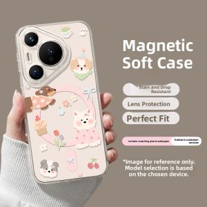 YOUSIDUN | Youshen Huawei Pura70Pro Phone Case Magnetic Cute Jumping Dog Summer 70 Ultra Transparent Silicone Protective Cover