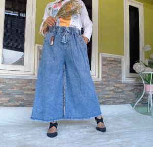 Kulot Jeans Rawis Ukuran Jumbo & Celana Jeans Kulot Wanita High Waist