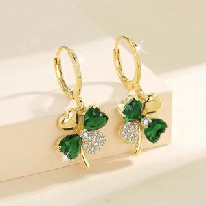 🍀Four Leaf Clover Earrings For Women Luxury Crystal earings for wedding Jewelry for Women Girls Gift earrings korean style set Women Drop Earrings gold pawnable 18k Stud earings aesthetic ear studs for women jade earrings loop earrings for women 耳环