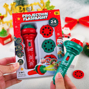 Christmas Themed Cartoon Mini Projector Flashlight Luminous Childrens Toy Ideal Gift for Kindergarten Kids Educational Play