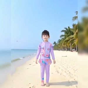 Mẫu Đồ bơi 2 chi tiết tay dài _ quần dài _chống nắng - size đại cực yêu dành cho bé gái [hàng QC cao câp]