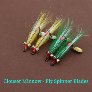 2/4PCS Clouser Minnow Fly with Spinner Blades for Fishing Saltwater Freshwater Fly for Bass Trout Tuna Striper Shad #1 #2/0