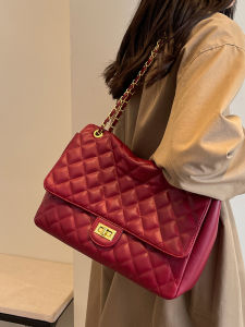 Túi Tote Cô Dâu Màu Đỏ Thời Trang 2023 Túi Đeo Ngang Nữ Dung Tích Lớn Họa Tiết Dây Xích Kim Cương Phong Cách Thường Ngày Túi Đeo Vai