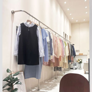 Clothing Store Display Shelf Wall Shelf Stainless Steel Brushed Display Rack Womens Clothing Store Shelf Clothes Special Clothesline Pole