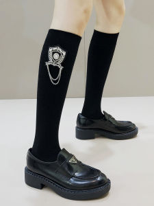 British Style Womens Black Mid-Calf Socks for Leather Shoes Spring Summer Sweet Cool JK Leg Socks Trendy European Goods