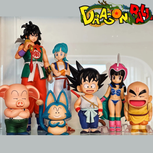Bandai | 6Pcs/Set Dragon Ball Son Goku Anime Figure Toys Goku Krillin Chichi Bulma Puar Oolong Action Figurine Model Dolls Birthday Gifts