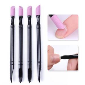 Dorisna Double-End Quartz Stone Scrub Pen Cuticle Remover Pusher Nails Accessorie Trimmer Dead Skin Remover Black Manicure Nail Tools